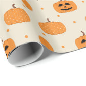 Playful Orange Pumpkin Cream Minimal Halloween Geschenkpapier (Rolleneckpunkt)