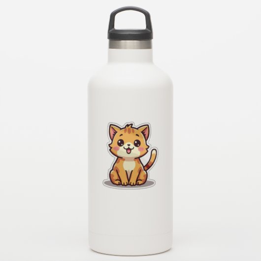 Playful Orange Tabby Kitten - Chibi Style Aufkleber (Wassserflasche)