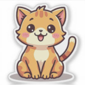 Playful Orange Tabby Kitten - Chibi Style Aufkleber (Vorderseite)