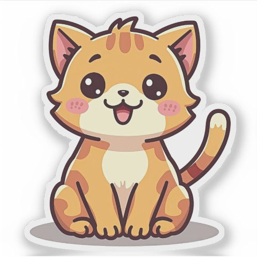 Playful Orange Tabby Kitten - Chibi Style Aufkleber (Vorderseite)