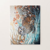 Playful otter in pond with reflections puzzle (Vertikal)