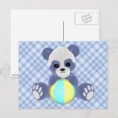 Playful Panda Baby Boy Postcard Postkarte (Vorne/Hinten)