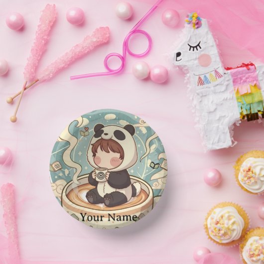 Playful Panda Coffee Ceramic Bowl Pappteller (Party)