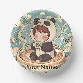 Playful Panda Coffee Ceramic Bowl Pappteller (Vorderseite)