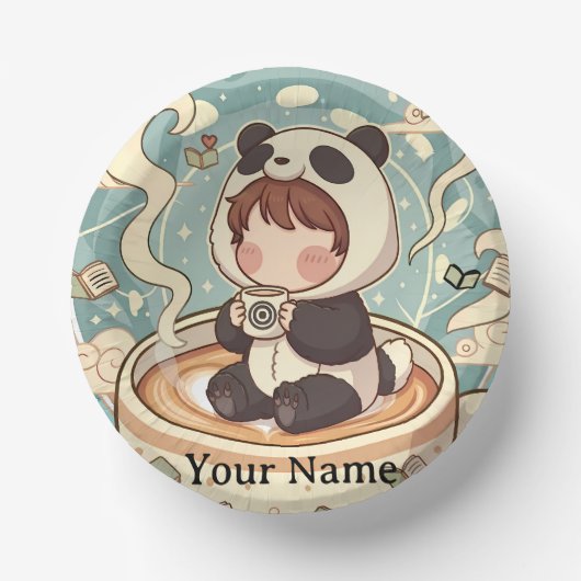 Playful Panda Coffee Ceramic Bowl Pappteller (Vorderseite)