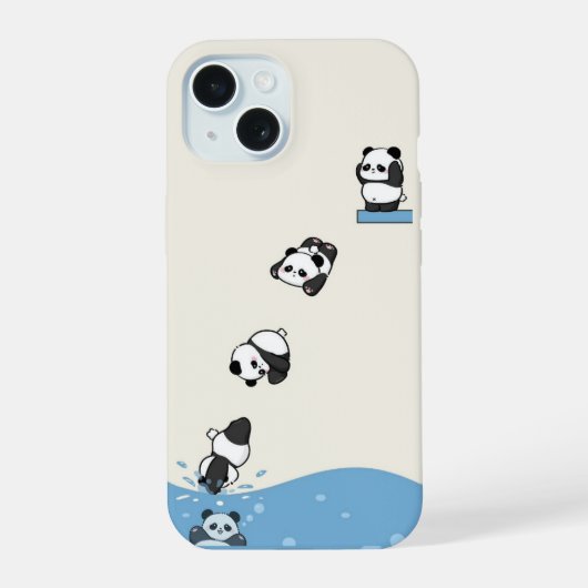Playful Panda Dive - Cartoon Tier Phone Case iPhone 15 Hülle (Rückseite)