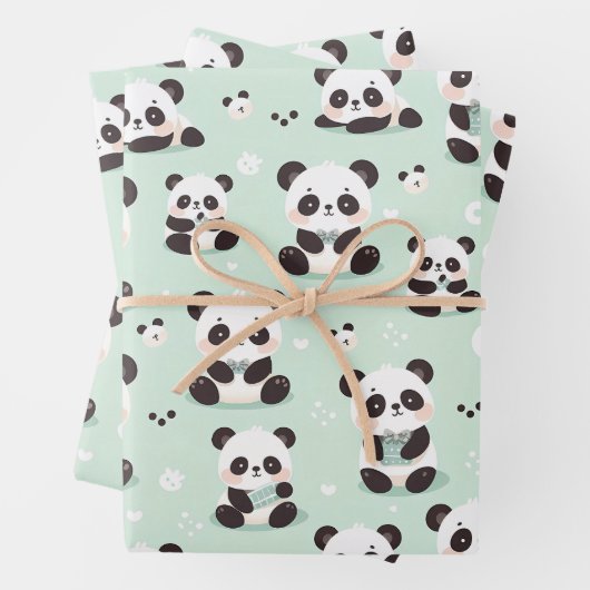 Playful Panda Pattern Geschenkpapier Set (Beispiel)