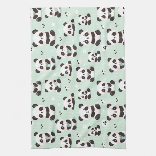 Playful Panda Pattern Geschirrtuch (Vertikal)