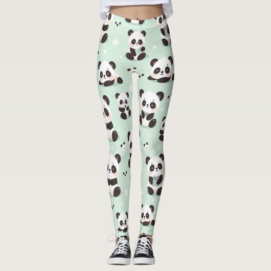 Playful Panda Pattern Leggings (Vorderseite)