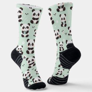 Playful Panda Pattern Socken
