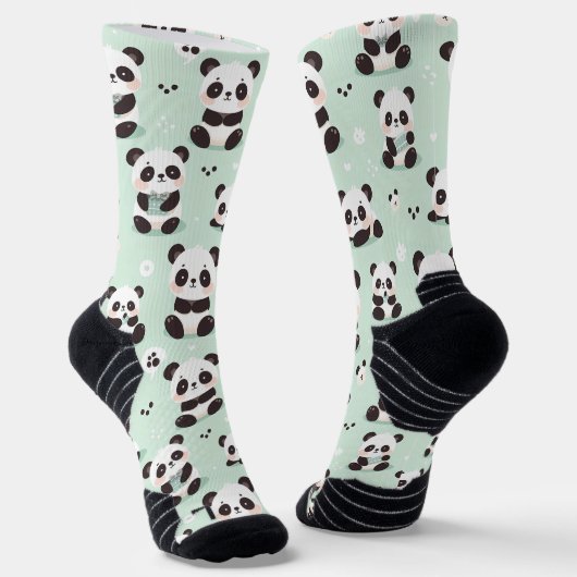 Playful Panda Pattern Socken (Gewinkelt)
