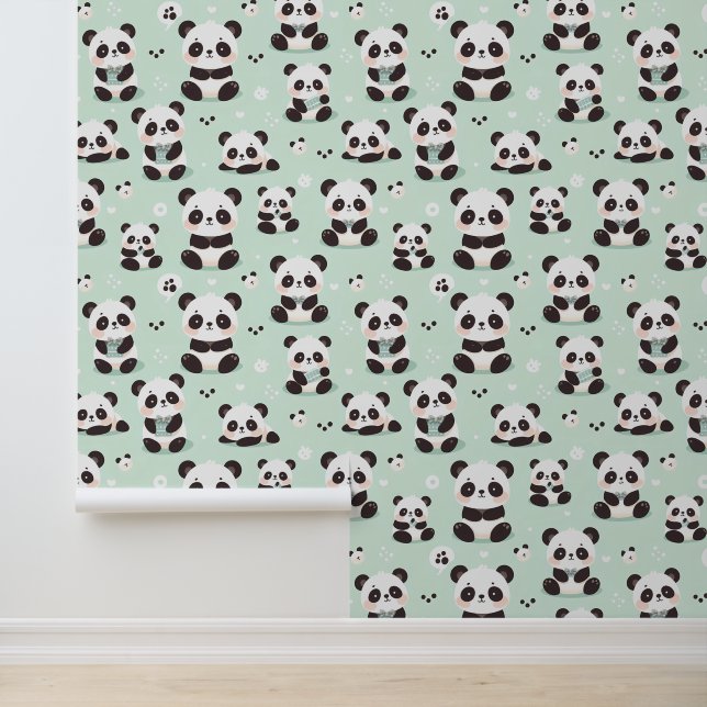 Playful Panda Pattern Tapete (Anwendung)