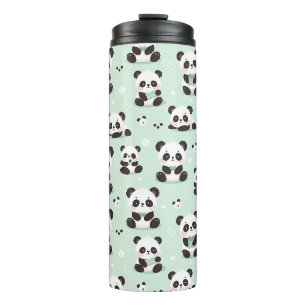 Playful Panda Pattern Thermosbecher