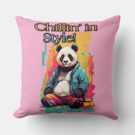 Playful Panda Style | Blue Jacket Artwork Kissen