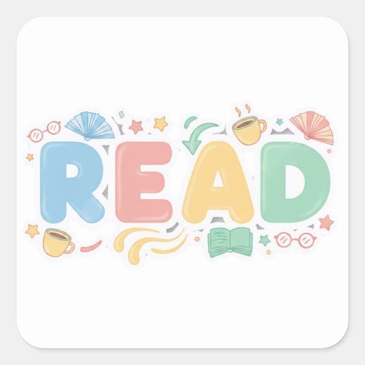 Playful Pastel Bubble "READ" Sticker Style (Vorderseite)