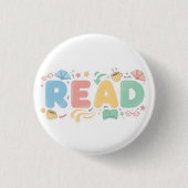 Playful Pastel Bubble "READ" Sticker Style Button (Vorderseite)
