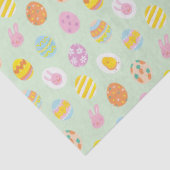 Playful Pastel Easter Eggs & Bunnies Spring Green Seidenpapier (Detail)