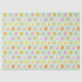 Playful Pastel Easter Eggs & Bunnies Spring Green Seidenpapier