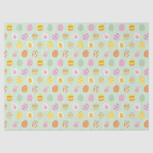 Playful Pastel Easter Eggs & Bunnies Spring Green Seidenpapier (Vorderseite)