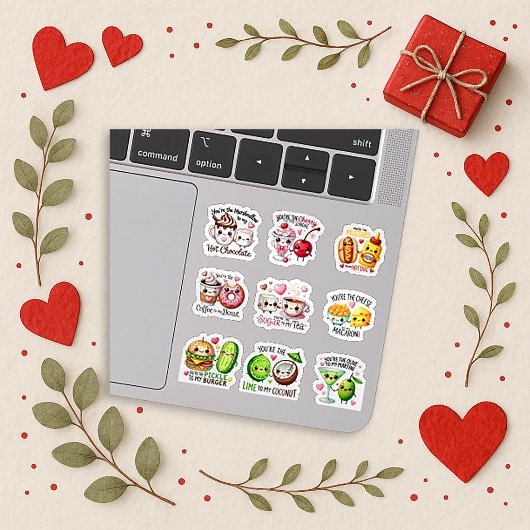 Playful Pastel Food Pun Couple Art Aufkleber