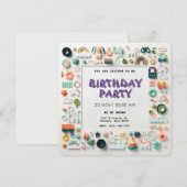 Playful Pastel Kindergeburtstag Einladung (Vorne/Hinten)