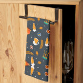 Playful pattern of orange pumpkins kitchen towel geschirrtuch