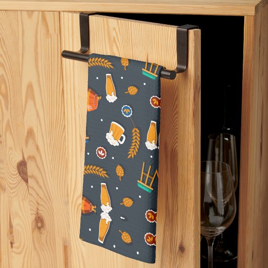 Playful pattern of orange pumpkins kitchen towel geschirrtuch