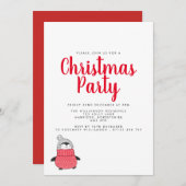 Playful Penguin Holiday Party Einladung (Vorne/Hinten)