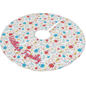 Playful Penguin Reindeer Snowman Design Polyester Weihnachtsbaumdecke (Schrägansicht)