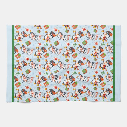Playful Penguins For Christmas  Geschirrtuch (Horizontal)