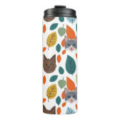 Playful Pet Faces and Autumn Leaves Pattern Thermosbecher (Vorderseite)