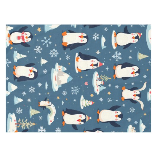 Playful Pinguin Pattern Tischdecke (Vorderseite (Horizontal))