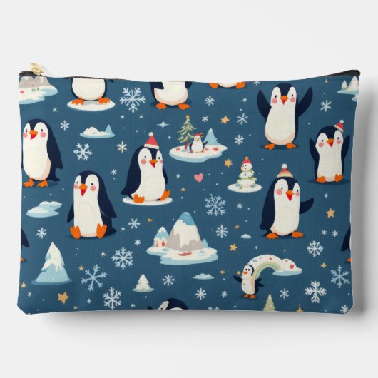 Playful Pinguin Pattern Zubehörtasche (Vorderseite)