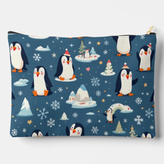 Playful Pinguin Pattern Zubehörtasche (Rückseite)
