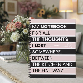  Playful Pink & Black Stripes  Notizblock