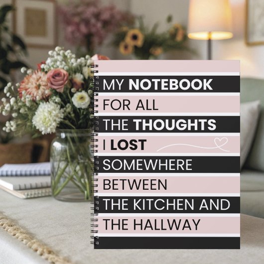  Playful Pink & Black Stripes  Notizblock