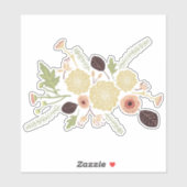 Playful Pink Brown Motif Tossed Blume Aufkleber (Blatt)