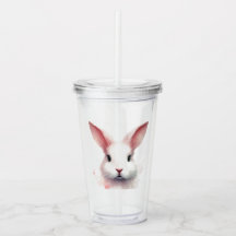 "Playful Pink Bunny Acrylic Tumbler