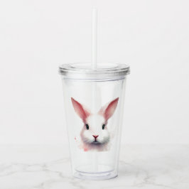 "Playful Pink Bunny Acrylic Tumbler Acryltrinkbecher