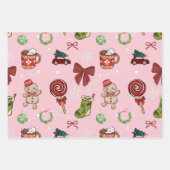 Playful Pink Christmas Wrapping Paper Geschenkpapier Set (Vorderseite 3)