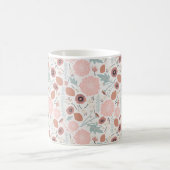Playful Pink Cream Blue Repeat Floral Print Kaffeetasse (Mittel)