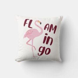 Playful Pink Flamingo Typografy Art Kissen
