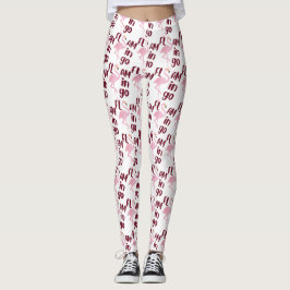 Playful Pink Flamingo Typografy Art Leggings