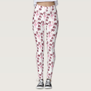 Playful Pink Flamingo Typografy Art Leggings