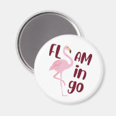 Playful Pink Flamingo Typografy Art Magnet (Vorderseite/Rückseite)