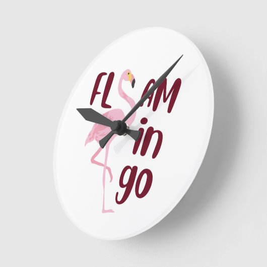 Playful Pink Flamingo Typografy Art Runde Wanduhr (Winkel)