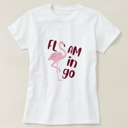 Playful Pink Flamingo Typografy Art T-Shirt (Design vorne)