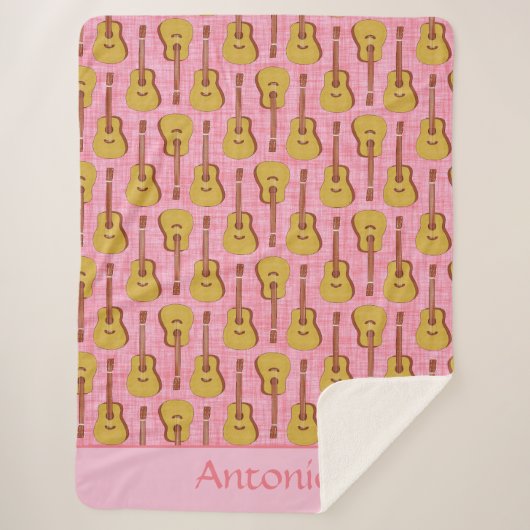 Playful Pink Guitar Music Lover Design Sherpadecke (Vorderseite)