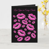 Playful Pink Lip Print Flirtatious Fun Karte (Gelbe Blume)