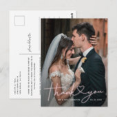 Playful Pink Neon Script Hochzeit Foto Vielen Dank Postkarte (Vorne/Hinten)